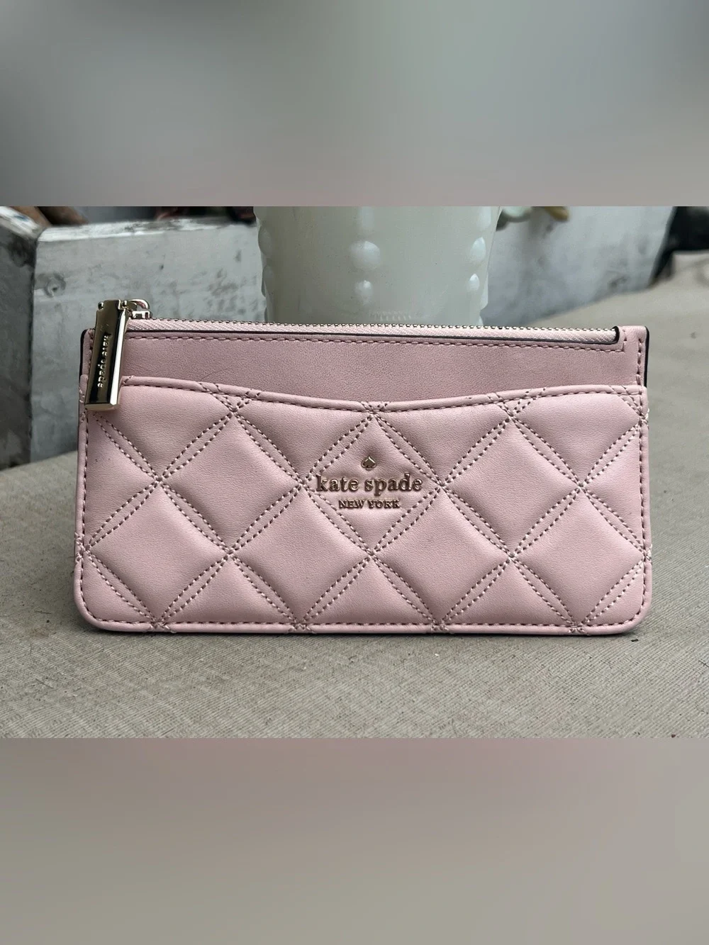 kate spade Quilted Leather Wristlet - Light Pink with Gold Hardware